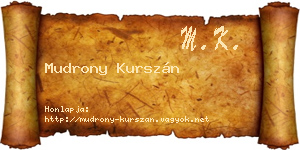 Mudrony Kurszán névjegykártya